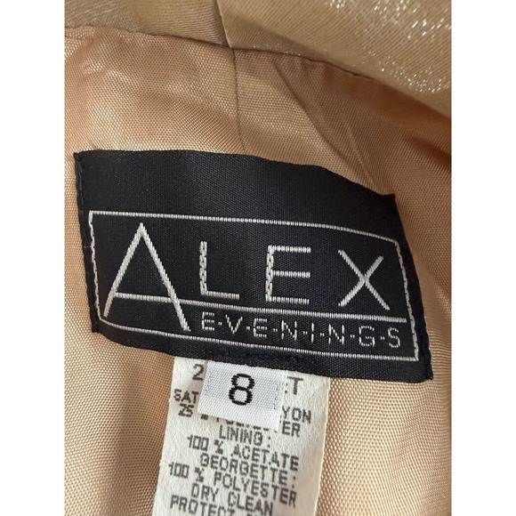 VTG Alex Evenings 2pc Gown Women's 8/10 Gold Mother of the Bride Maxi Rhinestone - Picture 8 of 9